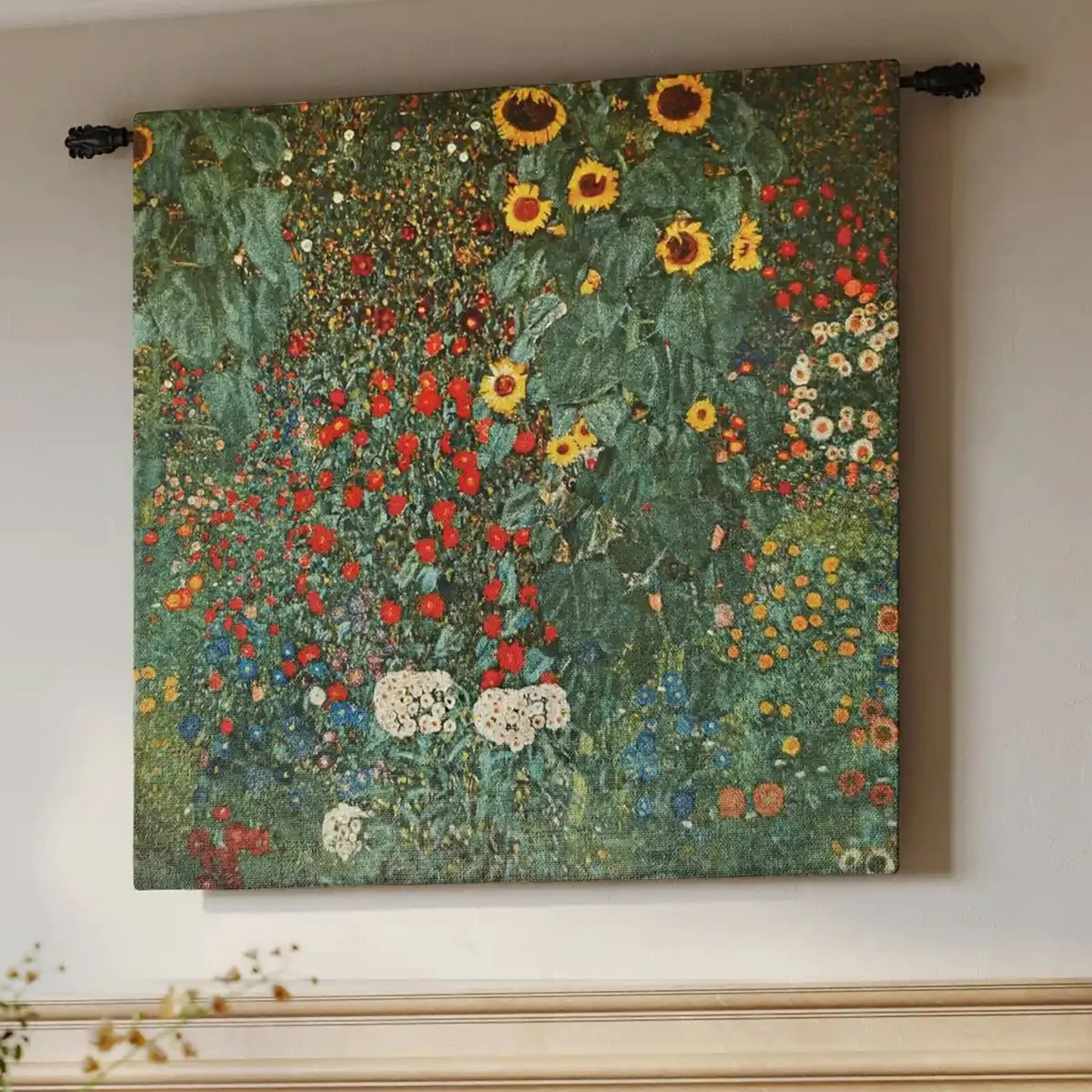 Gustav Klimt "Flower Garden" Artisan Woven Wall Tapestry