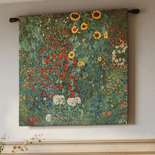 Gustav Klimt "Flower Garden" Artisan Woven Wall Tapestry