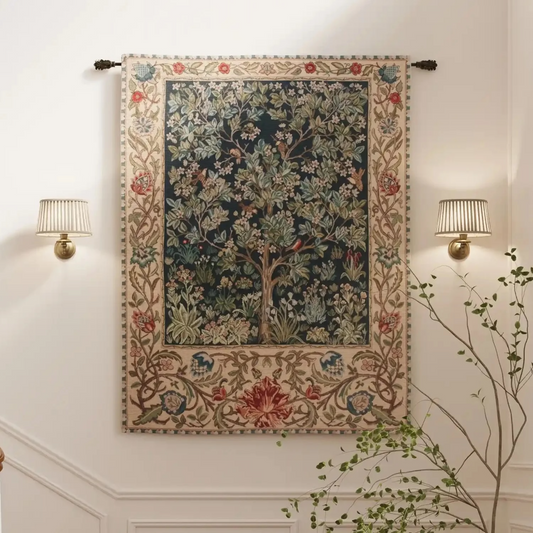 Loom u Soul William Morris "Tree of Life" Blue — Heritage Belgian Woven Tapestry