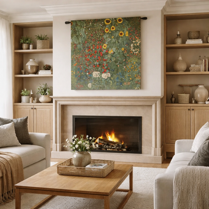 Gustav Klimt "Flower Garden" Artisan Woven Wall Tapestry