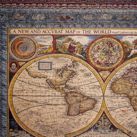 Loom u Soul "Old World Voyage" Antique Map — Premium Woven Historical Tapestry