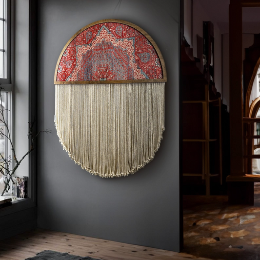 "Organic Horizon" — Handcrafted Wood & Rope Fiber Art Wall Hanging