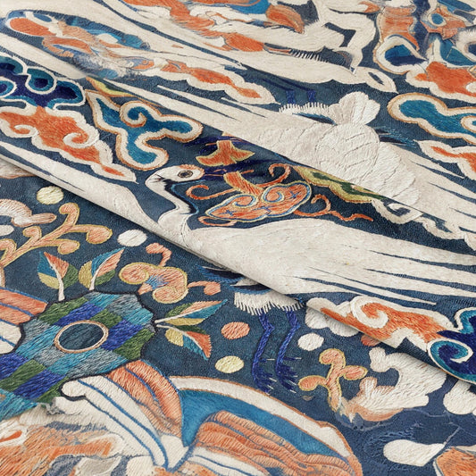 "Azure Cranes" — Vintage Korean Inspired Jacquard Woven Tapestry
