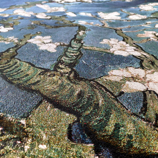 "Almond Blossom" Azure — Classic Square Woven Tapestry