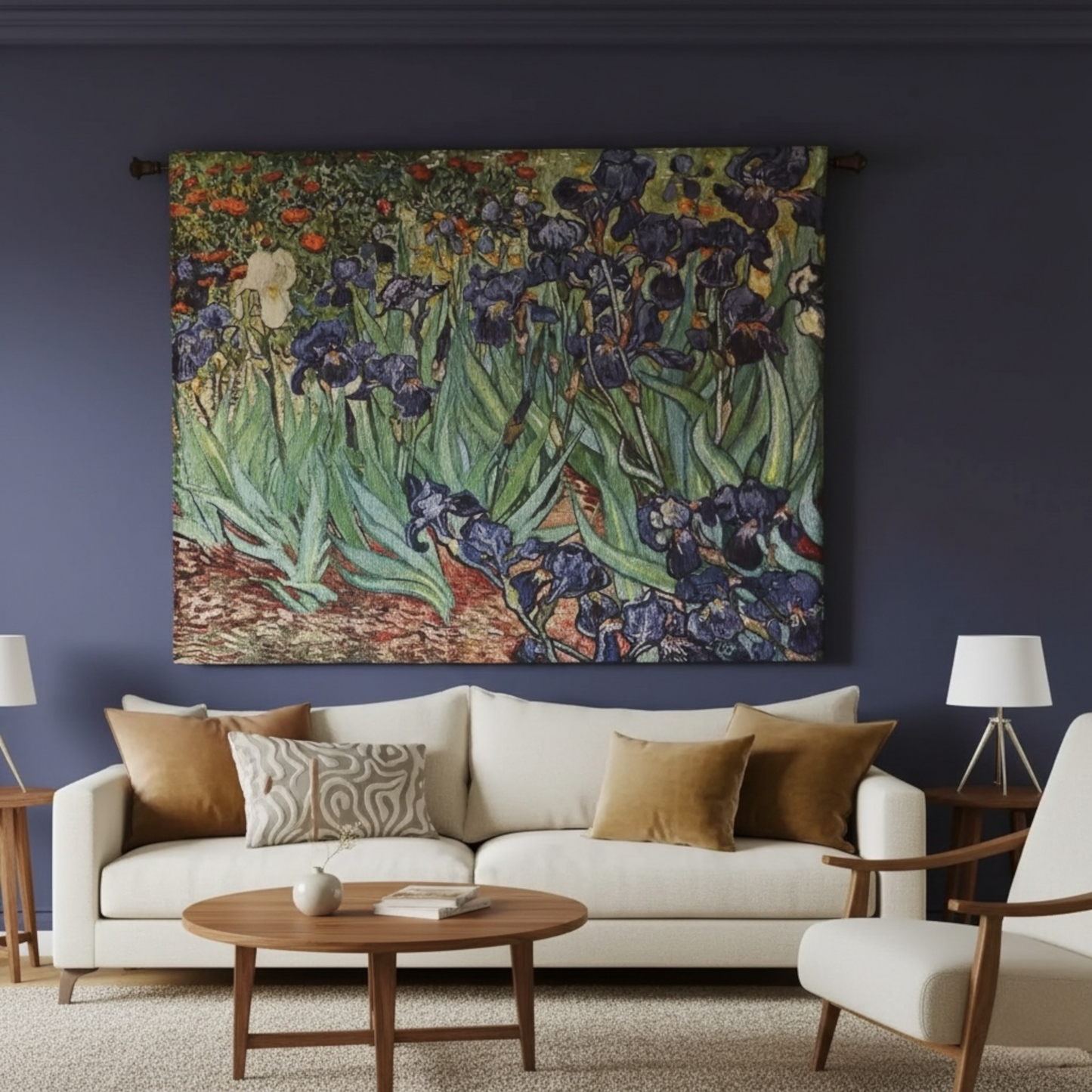 "Irises" — Botanical Masterpiece Jacquard Woven Tapestry