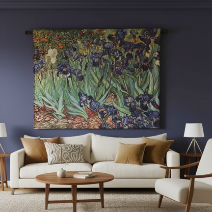 "Irises" — Botanical Masterpiece Jacquard Woven Tapestry