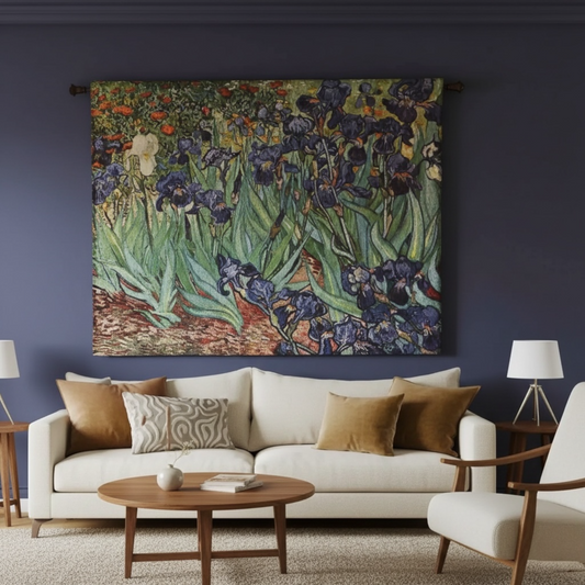 "Irises" — Botanical Masterpiece Jacquard Woven Tapestry