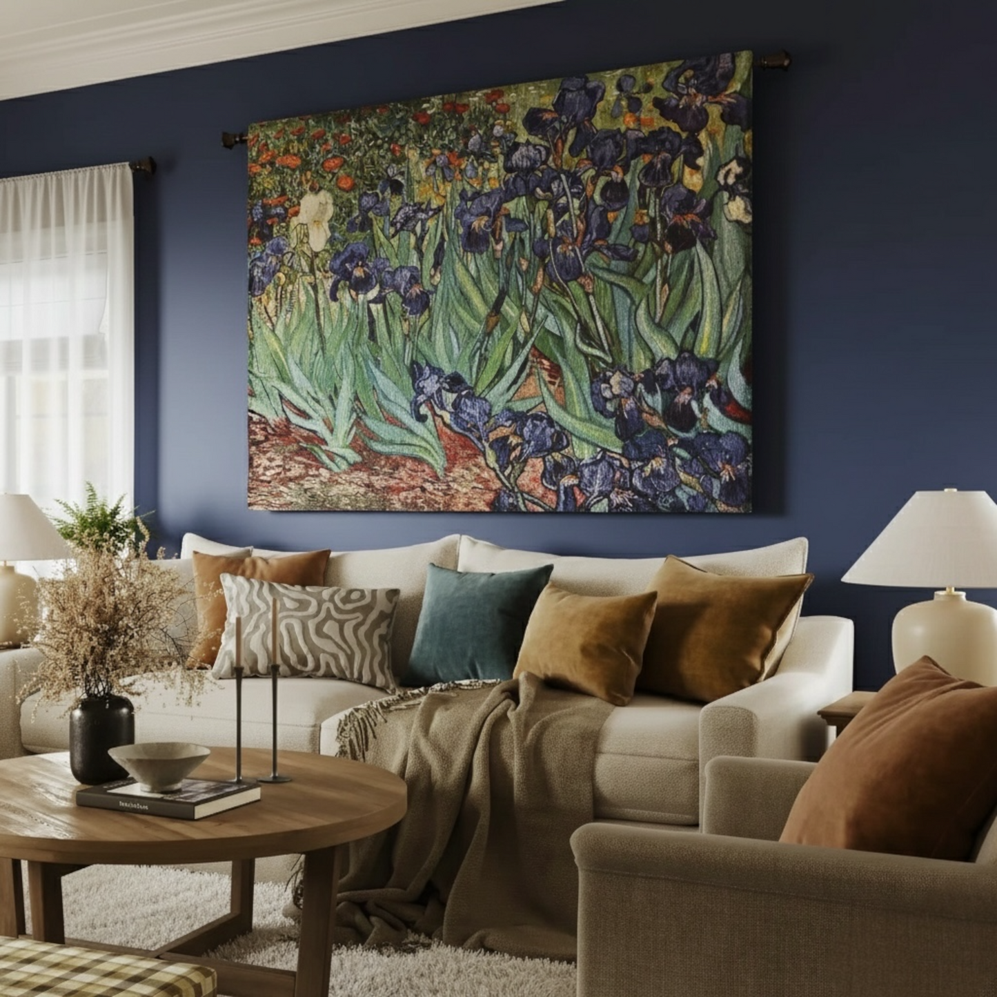 "Irises" — Botanical Masterpiece Jacquard Woven Tapestry