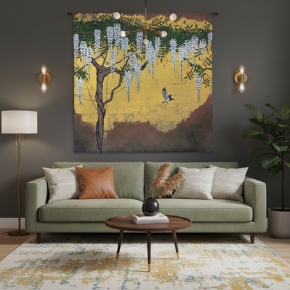 "Golden Sky Wisteria" — Romantic Floral Jacquard Woven Tapestry