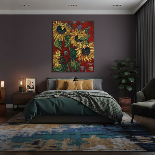 "Sunflowers" — Radiant Botanical Jacquard Woven Tapestry