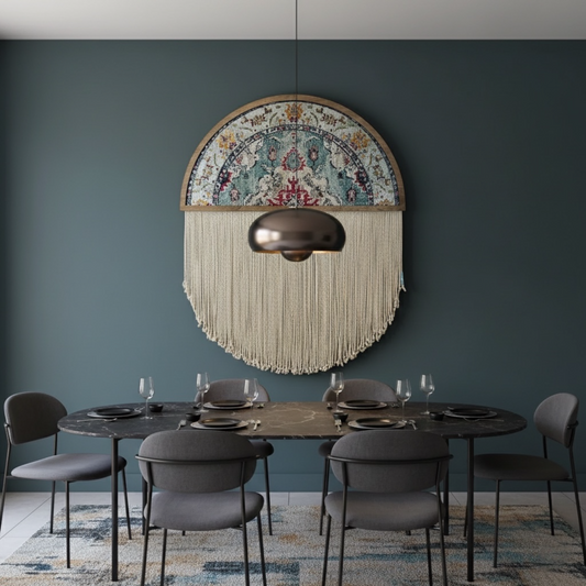 "Anatolian Heritage" — Woven Kilim Tapestry on Walnut Wood Frame