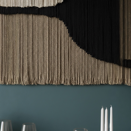 "Sunset Ridge" — Handcrafted Fiber Art on Solid Wood Beam