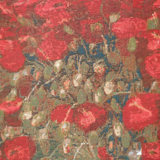 "Poppies" — Vibrant French Jacquard Woven Tapestry