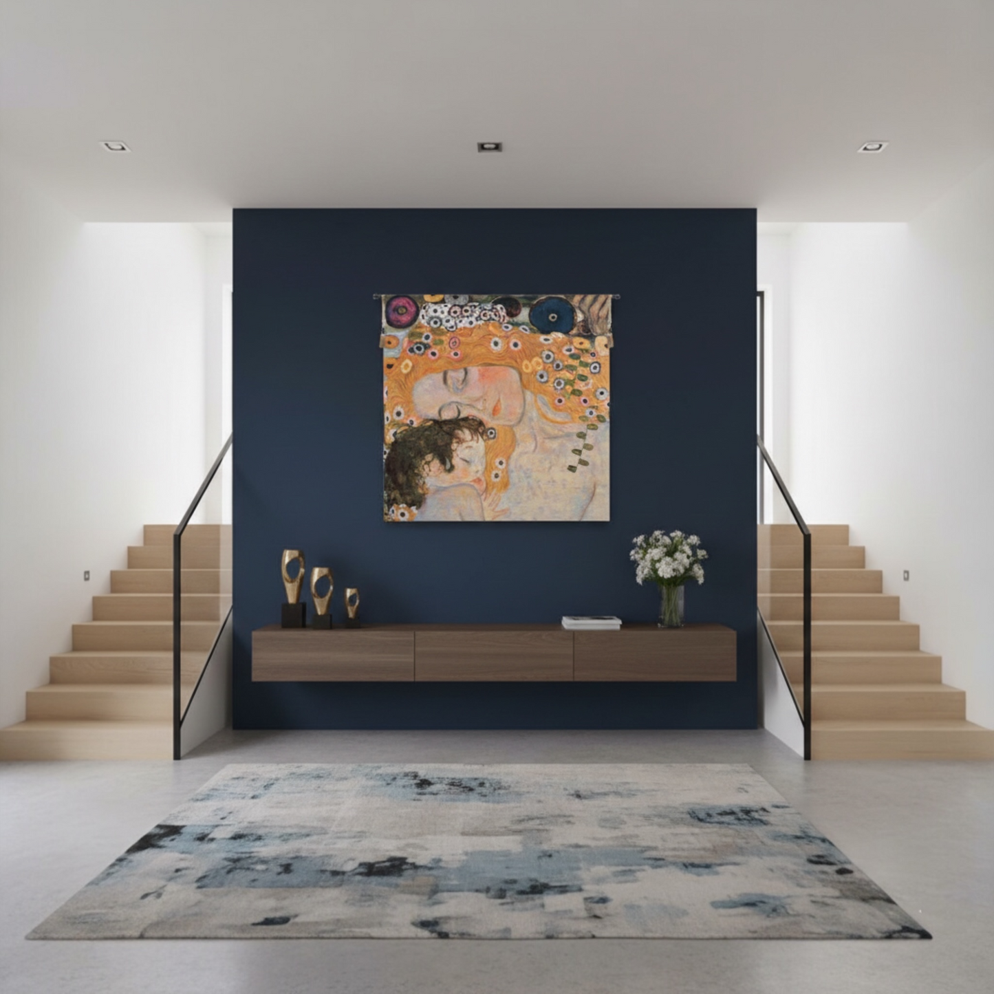 "Mother and Child" by Gustav Klimt — Premium Belgian Jacquard Woven Tapestry