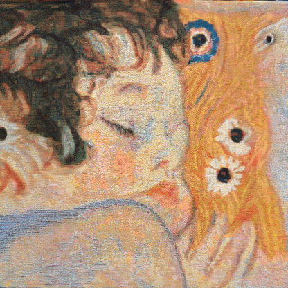 "Mother and Child" by Gustav Klimt — Premium Belgian Jacquard Woven Tapestry