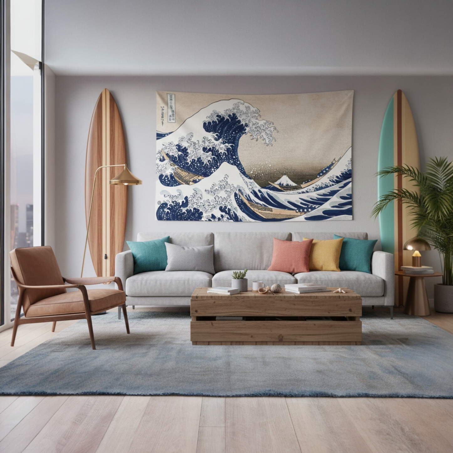 "The Great Wave off Kanagawa" — Iconic Hokusai Japanese Woven Tapestry