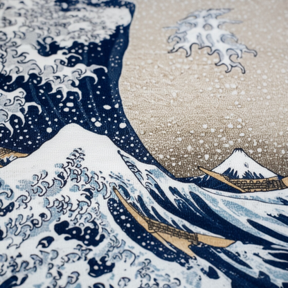 "The Great Wave off Kanagawa" — Iconic Hokusai Japanese Woven Tapestry