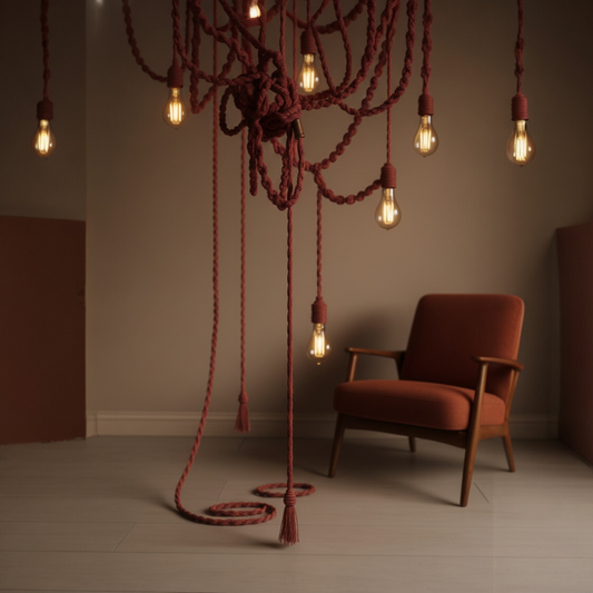 "Luminous Nest" — Handcrafted Macramé Chandelier with Glass Globes