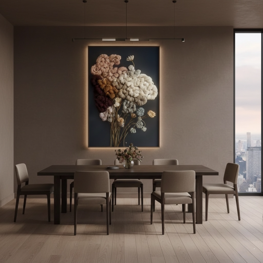 "Textural Odyssey" — 3D Textured Yarn & Oil Abstract Wall Art